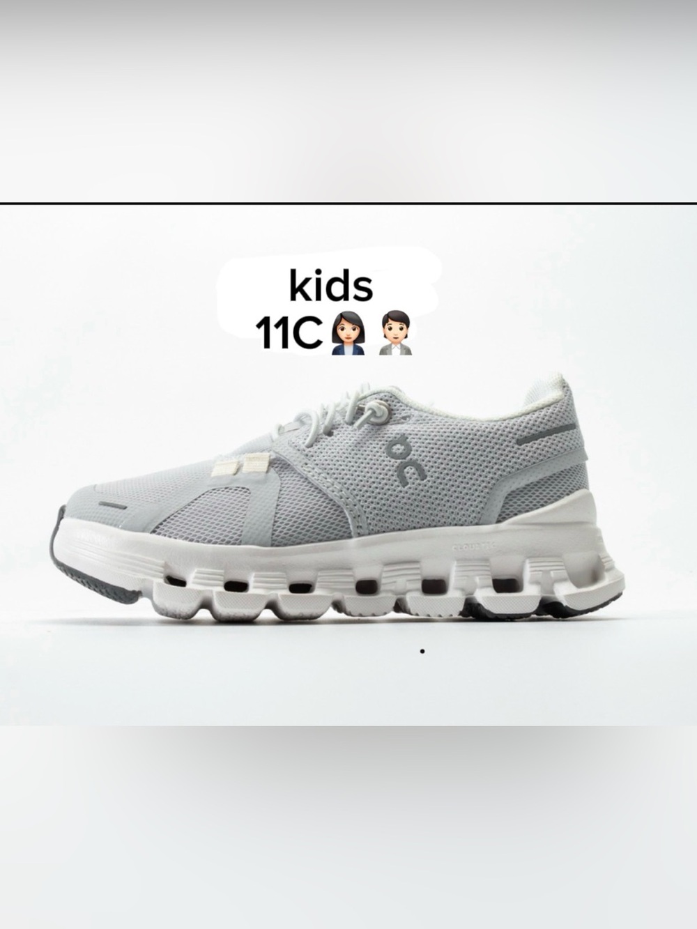 On Cloud 6 Kids Lightweight
Mesh Sneaker - Light Gray & white(SIZE 11C)